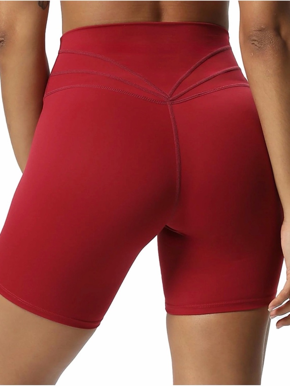 High-Waist Red Biker Shorts